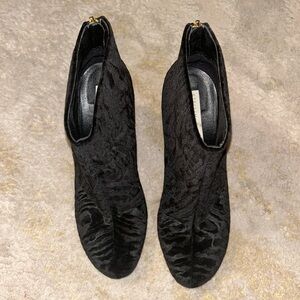 Stella McCartney velvet black zebra print boots